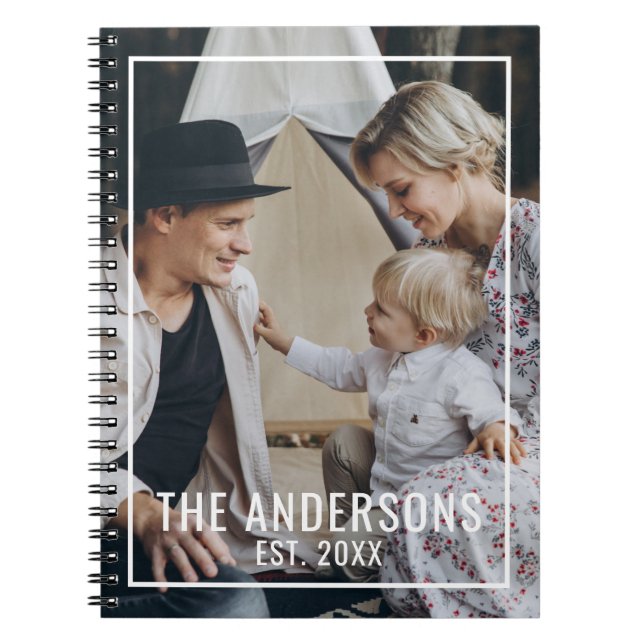 Cuaderno Foto personalizada con apellido y año de fundación (Frente)