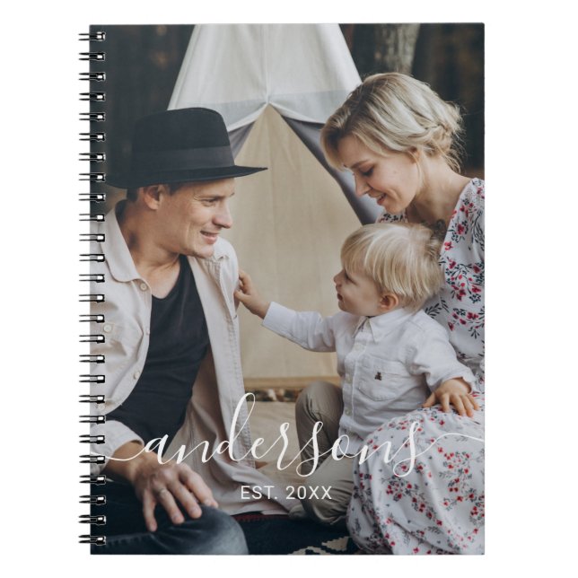 Cuaderno Foto personalizada con apellido y año de fundación (Frente)