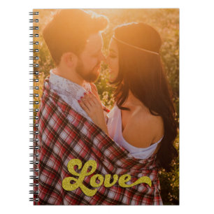Cuaderno Foto personalizada con superposición de amor dorad