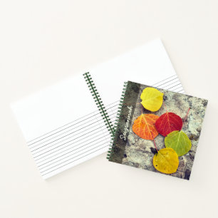 Cuaderno Foto personalizada de hojas de álamo de otoño colo