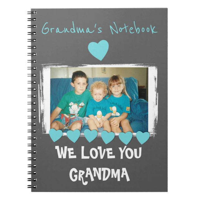 Cuaderno Foto personalizada de la abuela gris (Frente)