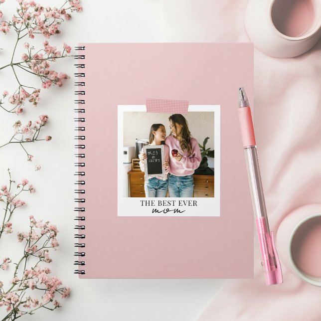 Cuaderno Foto personalizada de la mejor mamá en rosa (Subido por el creador)