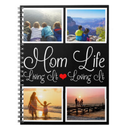 Cuaderno Foto personalizada de Mom Life Black