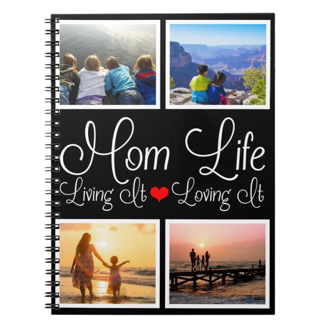 Cuaderno Foto personalizada de Mom Life Black (Frente)