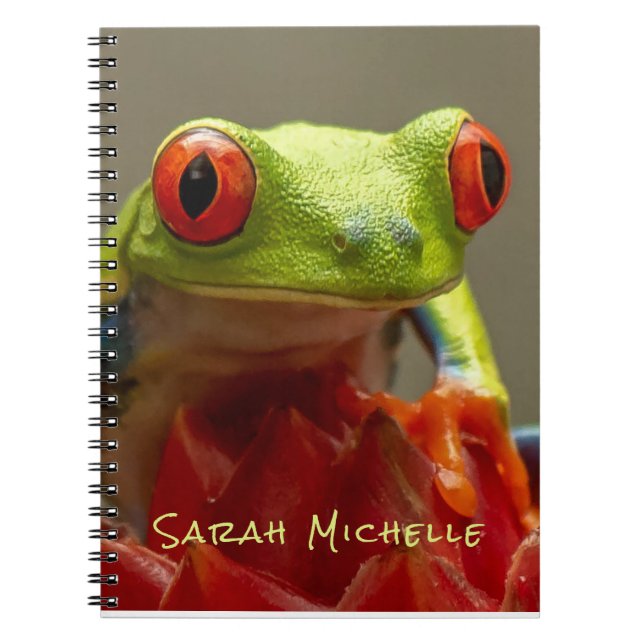 Cuaderno Foto personalizada de Ojos Rojos de Rana Verde (Frente)