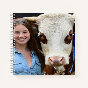 Cuaderno Foto personalizada de vaca de exposición ganadera