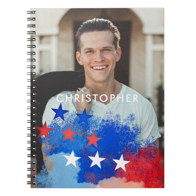 Cuaderno Foto personalizado con bandera de Estados Unidos (Frente)