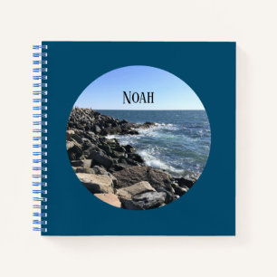 Cuaderno Foto redonda sobre el mar Rocoso del Océano Atlánt