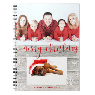 Cuaderno Foto Rustic Wood Merry Christmas - Portátil