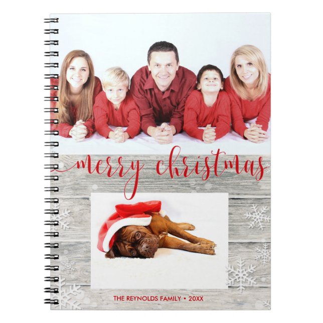 Cuaderno Foto Rustic Wood Merry Christmas - Portátil (Frente)