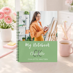 Cuaderno Foto verde sage monograma nombre