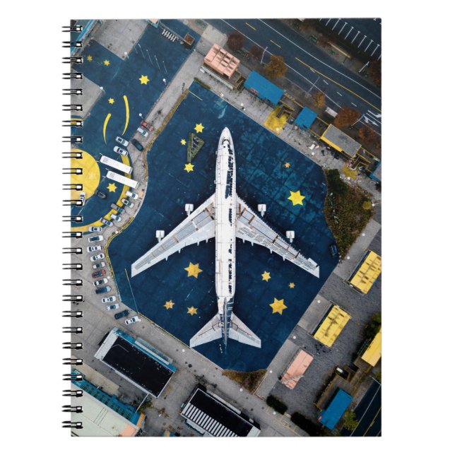 CUADERNO FOTOGRAFÍA AÉREA DE LÍNEA AÉREA BLANCA Y NEGRA EN (Frente)