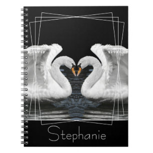 Cuaderno Fotografía animal de espejo de cisne blanco silen