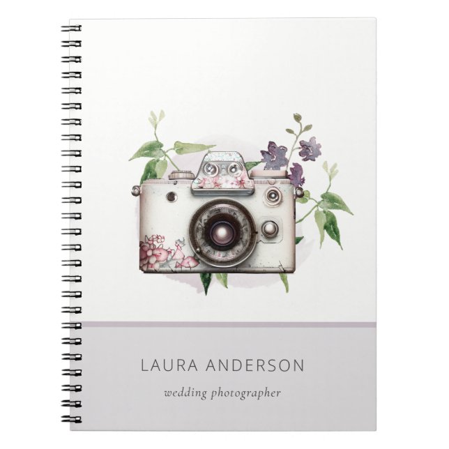 Cuaderno Fotografía de cámara floral elegante de Lilac (Frente)