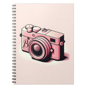 Cuaderno Fotografía de cámara rosada brillante personalizad