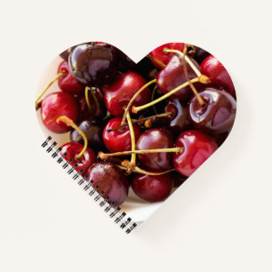 Cuaderno Fotografía de Cerezas Rojas Frescas en un Tazón
