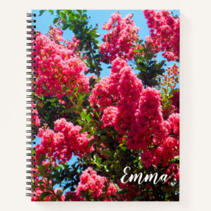 Cuaderno Fotografía de Flores de Arbol de Myrtle Crape Rosa