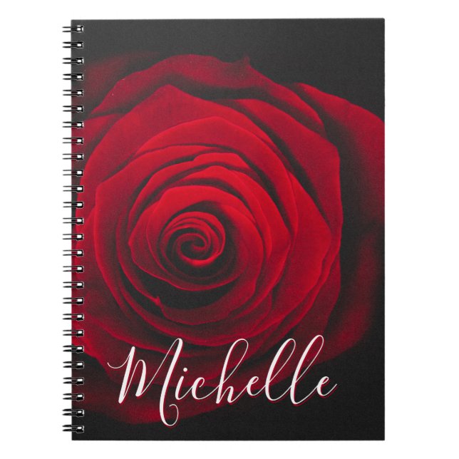 Cuaderno Fotografía de la cosecha de rosa rojo monograma pe (Frente)