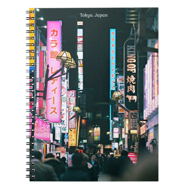Cuaderno Fotografía de la vida nocturna en Tokio, Japón (Frente)