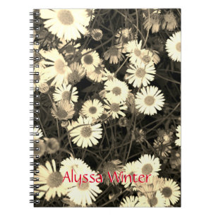 Cuaderno Fotografía de margarita en blanco y negro
