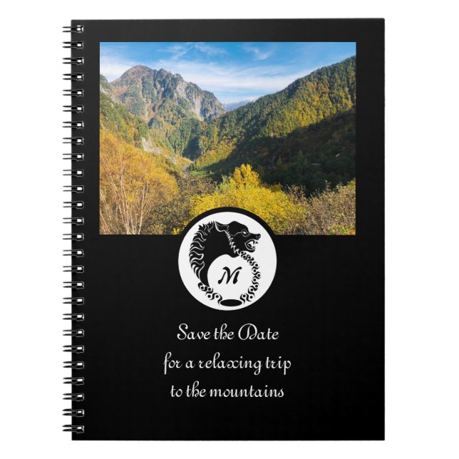 Cuaderno Fotografía de Monograma de la tribal Lobo Negro (Frente)
