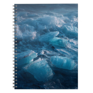 Cuaderno Fotografía de Ola de Hielo Azul Glacial