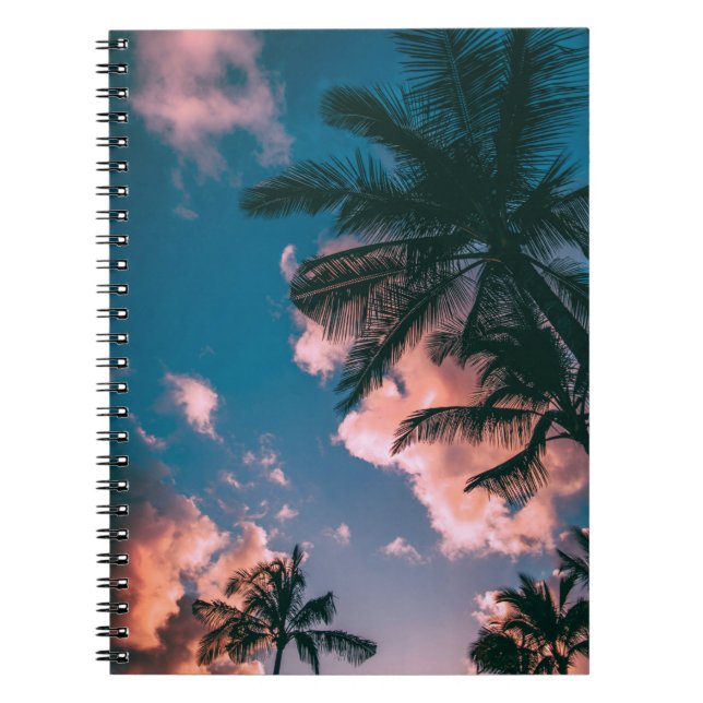 Cuaderno Fotografía de palmeras en ángulo bajo (Frente)