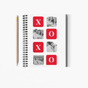 Cuaderno Fotografía de Pareja Collage moderna y XOXO Rojo