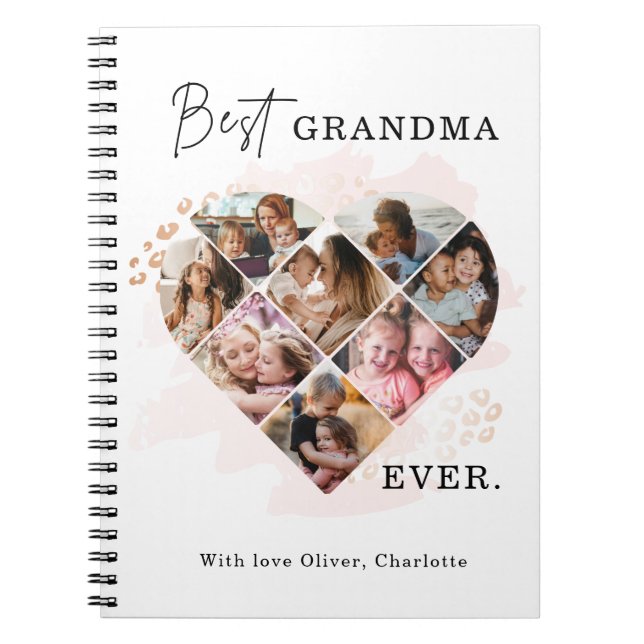 Cuaderno Fotografía familiar Mejor Abuela Forma de Corazón  (Frente)