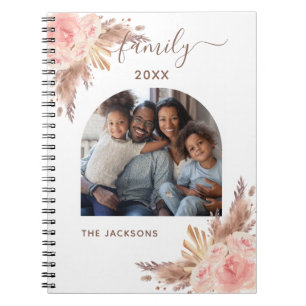 Cuaderno Fotografía familiar pampas hierba rosada floral