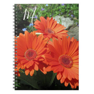 Cuaderno Fotografía floral Naranja monograma