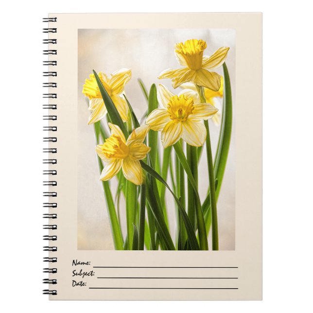 Cuaderno Fotografía floral:  Papeles de primavera amarillos (Frente)