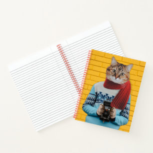 Cuaderno Fotógrafo de gato en Quirky suéter vintage
