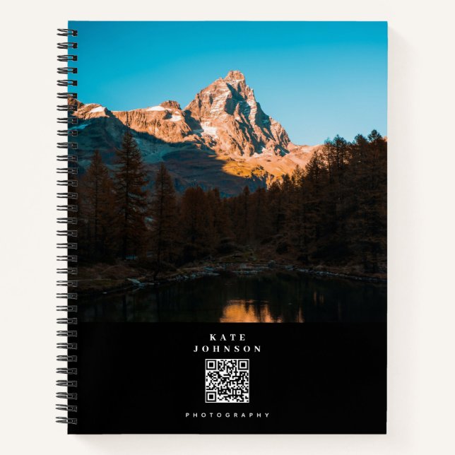 Cuaderno Fotógrafo Mínimo Moderno QR Código Medios Sociales (Anverso)