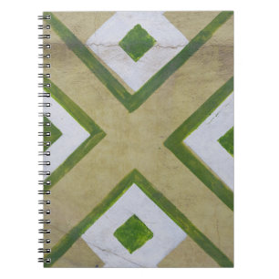 Cuaderno Fotograma de cierre textil marrón, blanco y verde