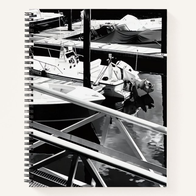 Cuaderno Fotomarina de muelle de barco ribera náutica (Anverso)