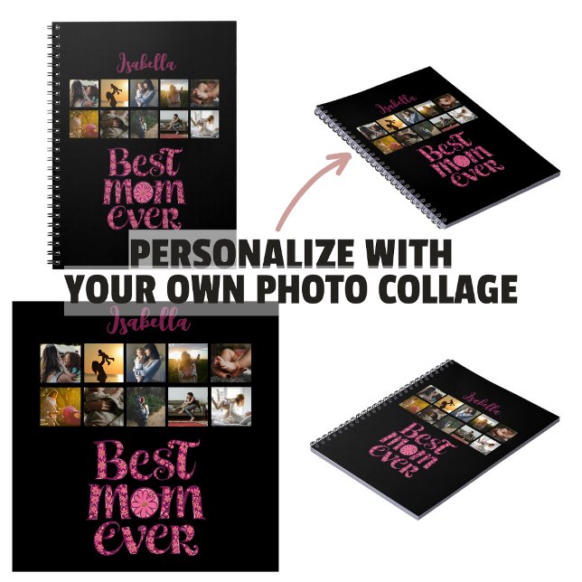 Cuaderno Fotorrelieve de recuerdo de madre con cita de moda (Mother's Keepsake Photo Collage Trendy Quote Notebook
)