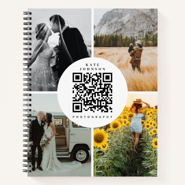 Cuaderno Fotos del fotógrafo Código QR Iconos de medios soc (Anverso)