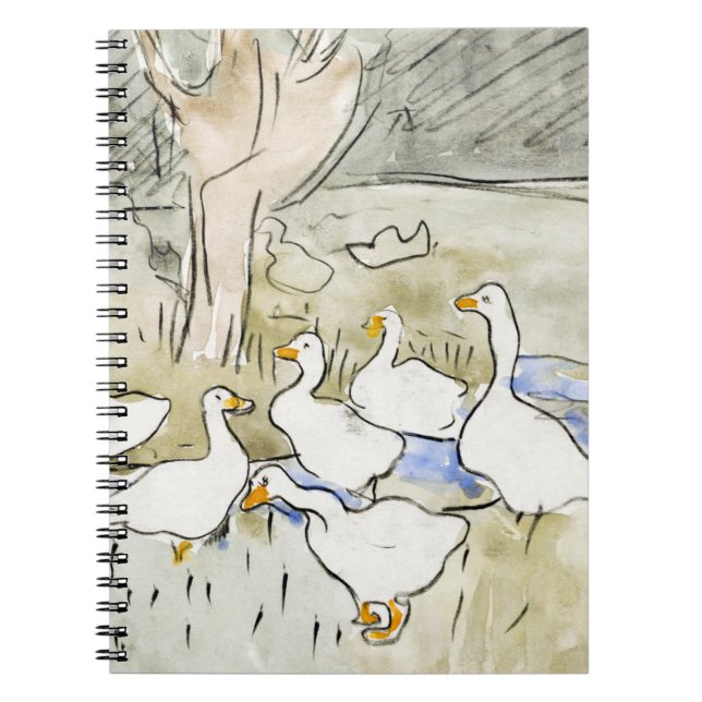 Cuaderno Fotos del pato blanco dibujadas a mano Clipart Fam (Frente)