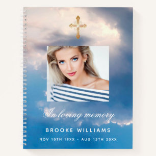 Cuaderno Fotos funerarias conmemorativas del cielo azul