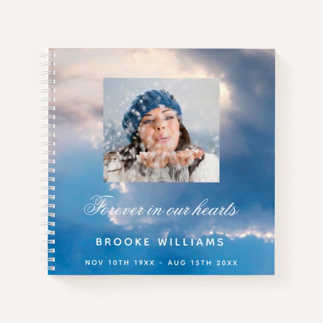 Cuaderno Fotos funerarias conmemorativas del cielo azul (Anverso)