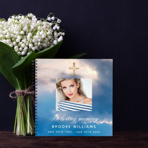 Cuaderno Fotos funerarias conmemorativas del cielo azul