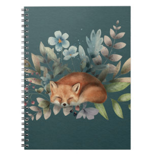 Cuaderno Fox Con Flores Cute Pintura De Arte Animal De Wood