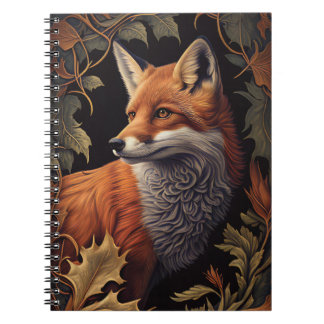 Cuaderno Fox con hojas de otoño | Elegante Arte Animal Flor
