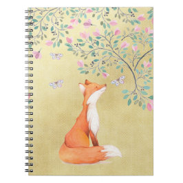 Cuaderno Fox con las mariposas y las flores rosadas