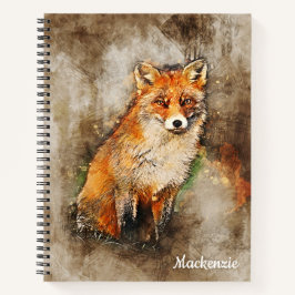 Cuaderno Fox Cute Watercolor Personalizado