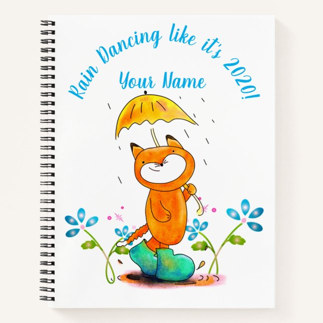 Cuaderno Fox de primavera inspiradora con paraguas (Anverso)