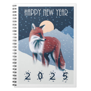 Cuaderno Fox En La Nieve Feliz Año Nuevo 2025