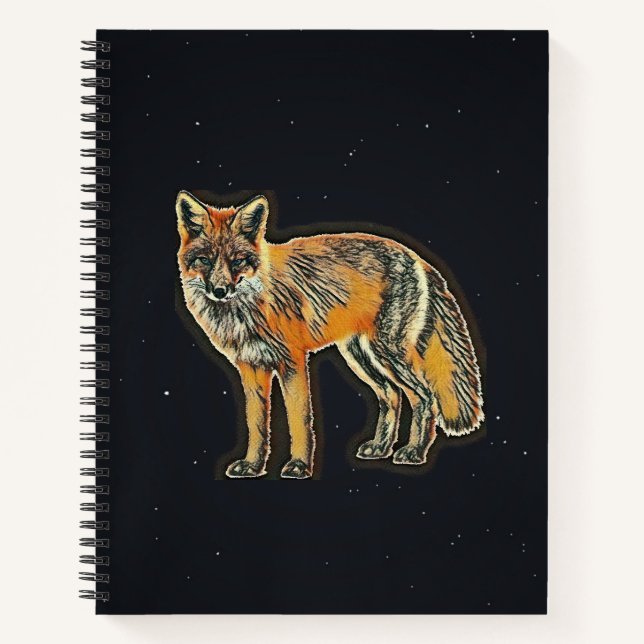Cuaderno Fox en Starry Black Background Sketch Book (Anverso)