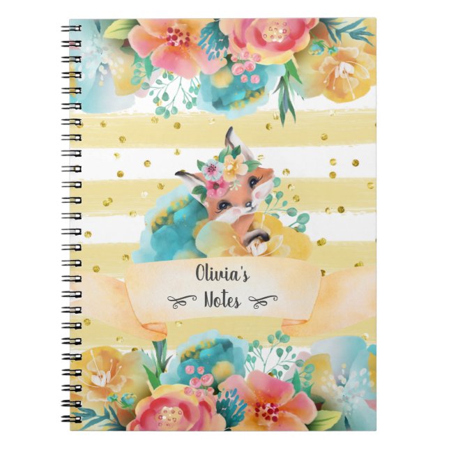 Cuaderno Fox Encantadora Y Chica De Flores En Blogueo Diari (Frente)